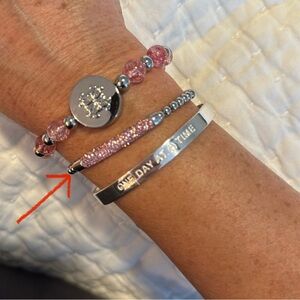 Rustic Cuff Breast Cancer Pink Pave Bracelet - New!